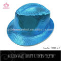 Blue Sequin Fedora Hat F1194-C satin shine bleu chapeaux de fête chapeaux de fantaisie pour le commerce de gros